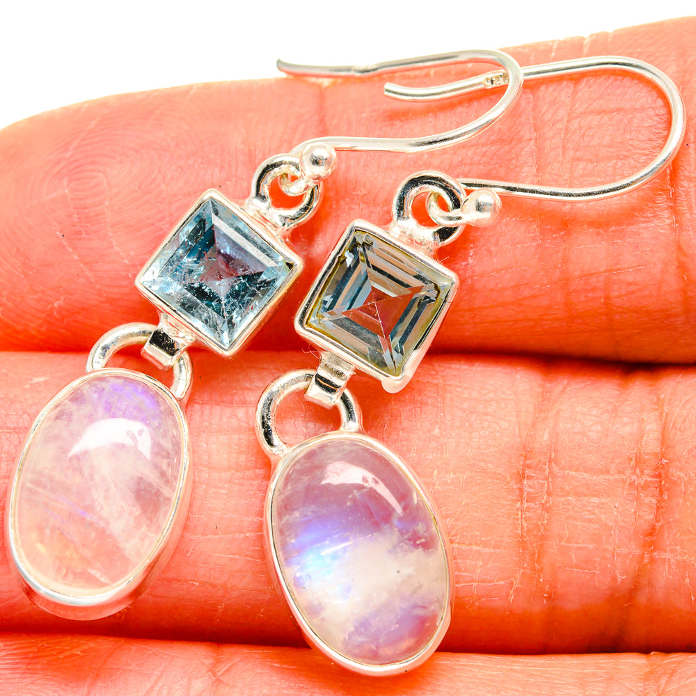 Rainbow Moonstone Earrings handcrafted by Ana Silver Co - EARR424771