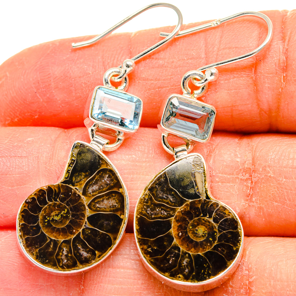 Ammonite Fossil Earrings handcrafted by Ana Silver Co - EARR424781