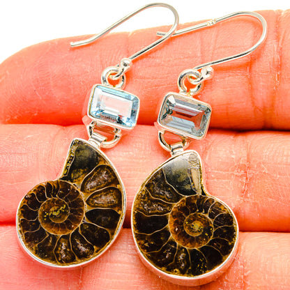 Ammonite Fossil Earrings handcrafted by Ana Silver Co - EARR424781