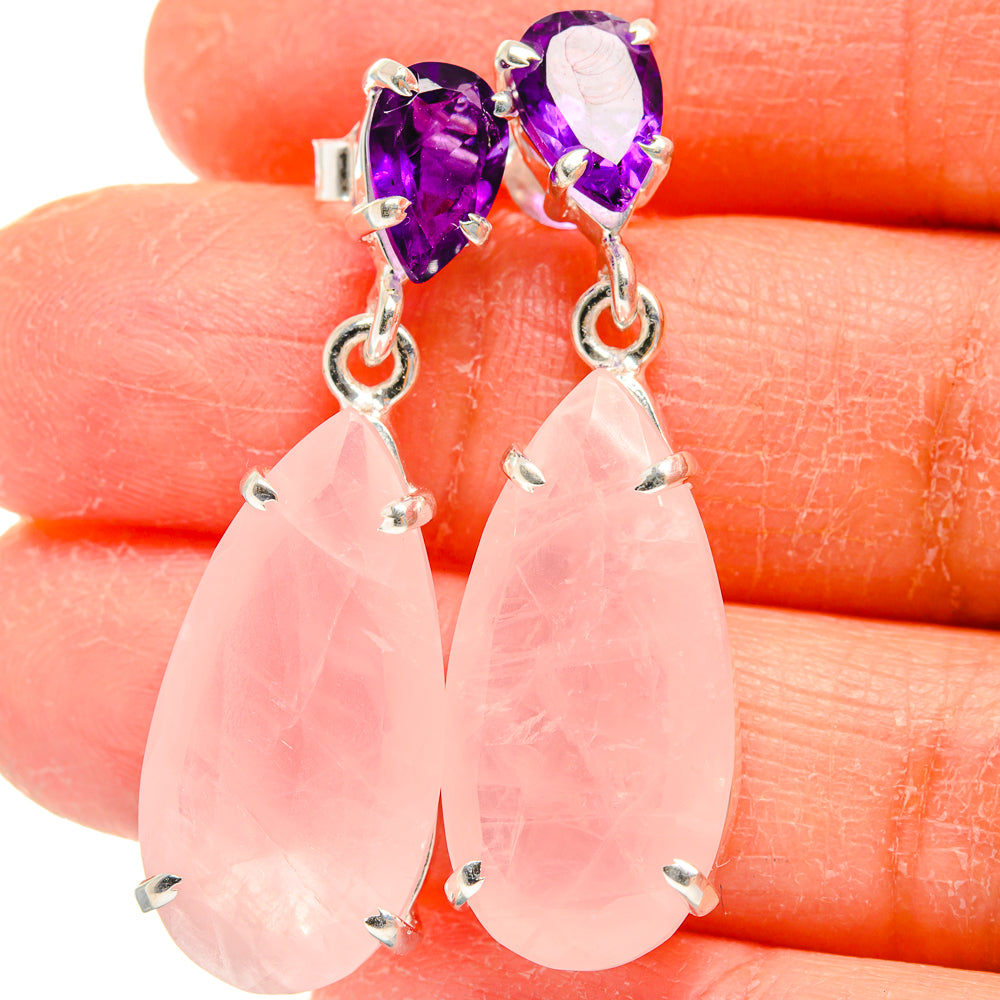Rose Quartz Earrings handcrafted by Ana Silver Co - EARR424786