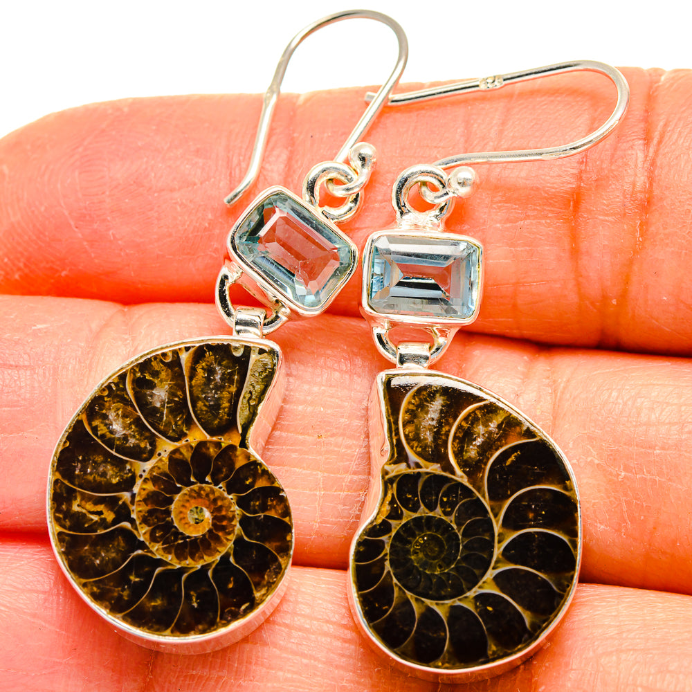 Ammonite Fossil Earrings handcrafted by Ana Silver Co - EARR424796