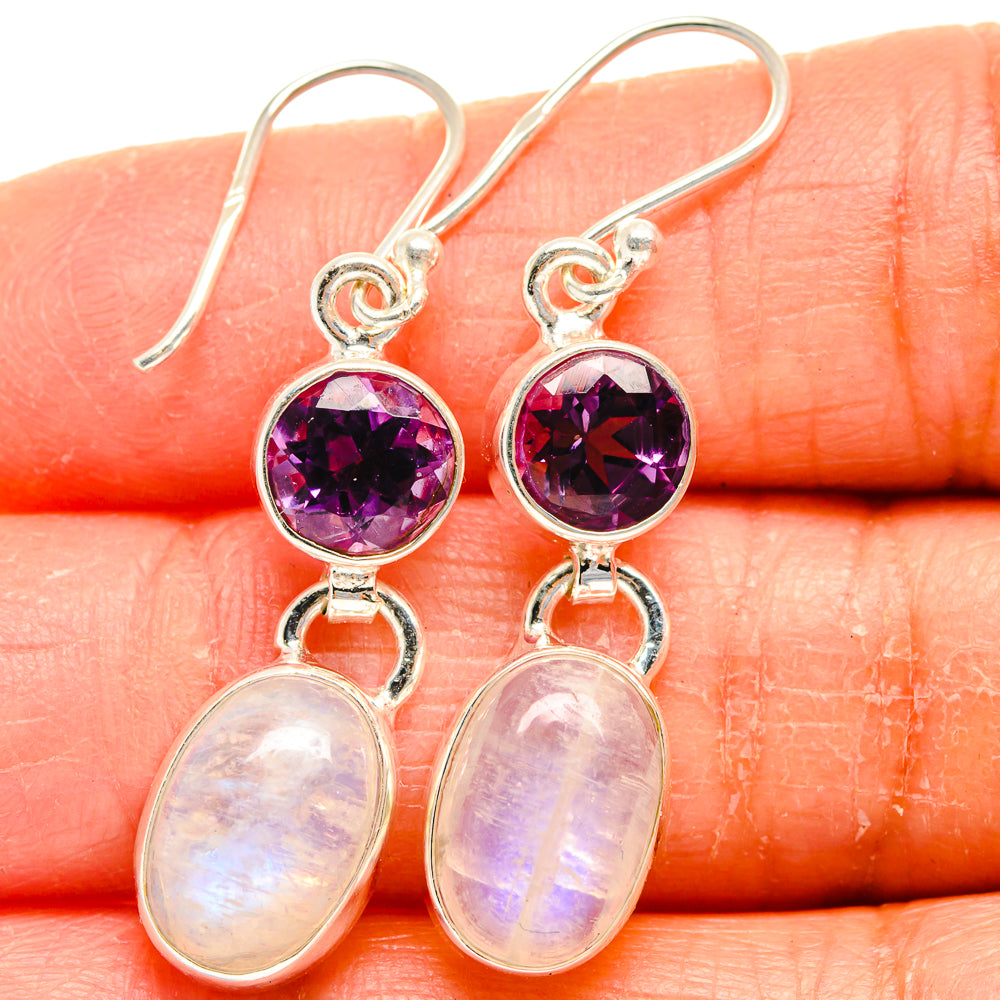 Rainbow Moonstone Earrings handcrafted by Ana Silver Co - EARR424809
