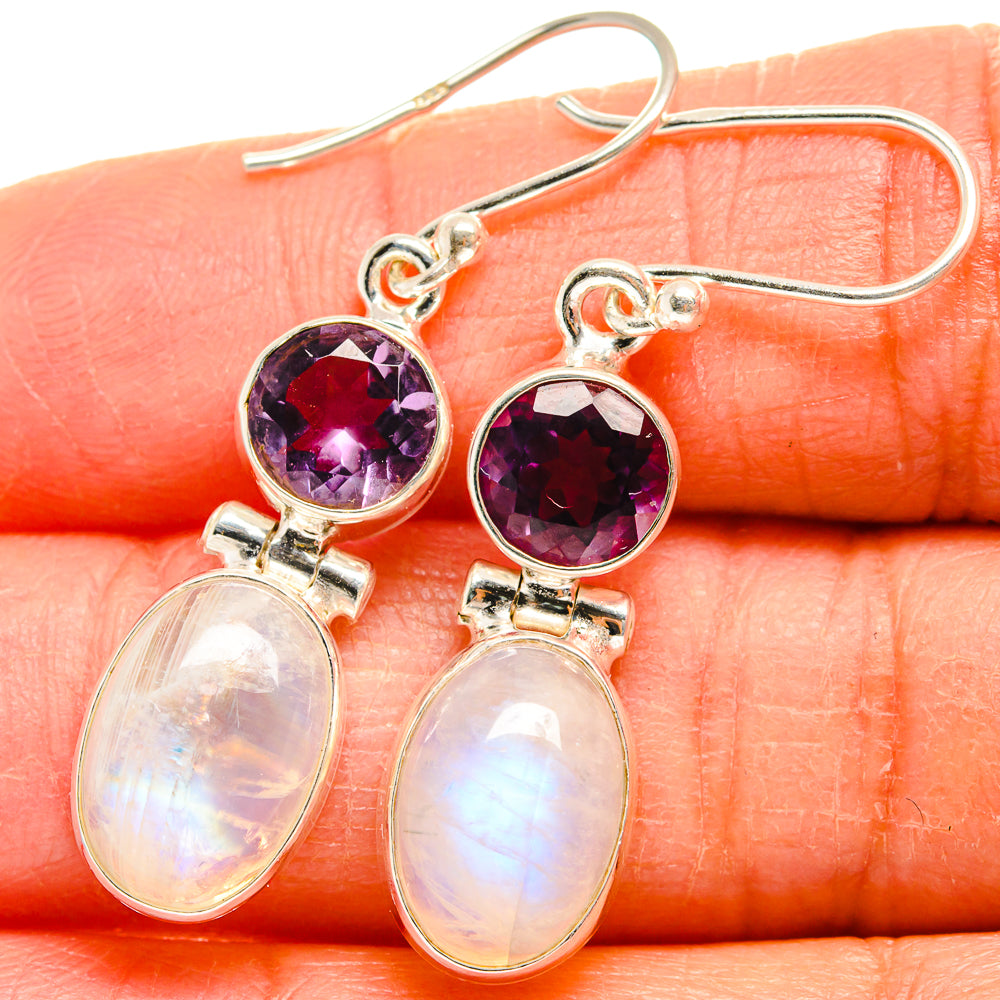 Rainbow Moonstone Earrings handcrafted by Ana Silver Co - EARR424823