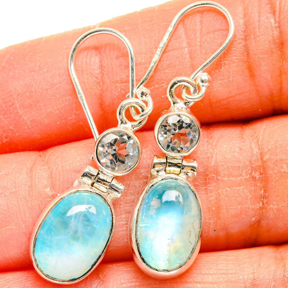 Rainbow Moonstone Earrings handcrafted by Ana Silver Co - EARR424837