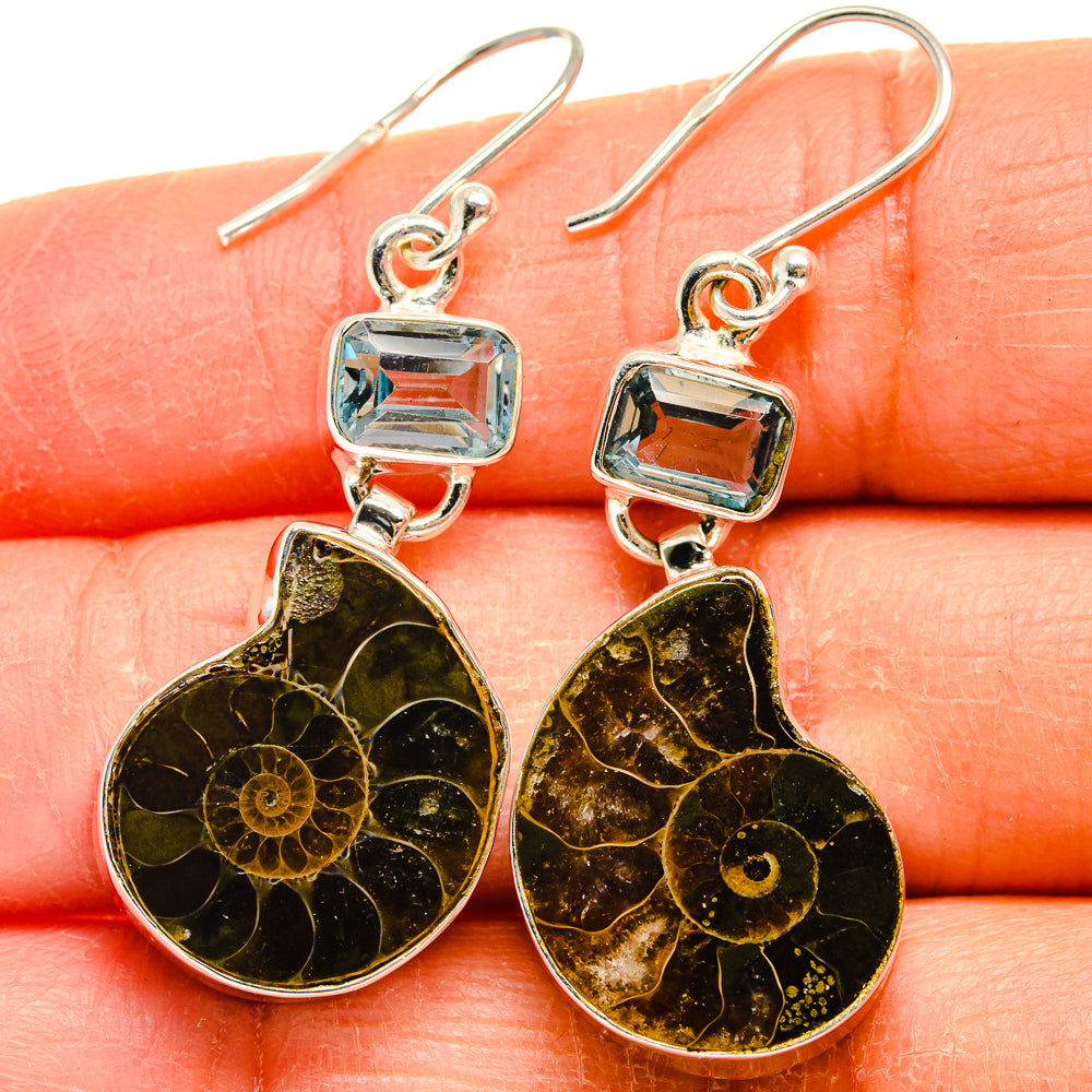Ammonite Fossil Earrings handcrafted by Ana Silver Co - EARR424839