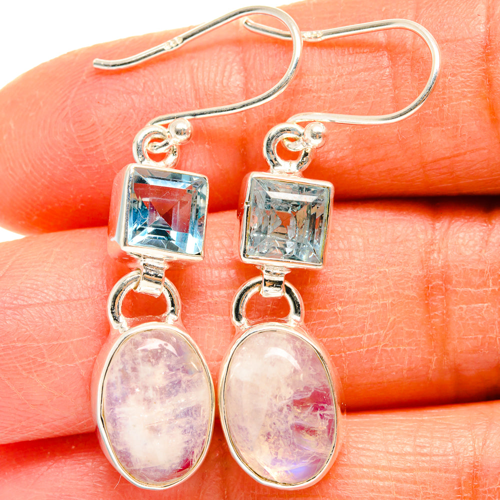 Rainbow Moonstone Earrings handcrafted by Ana Silver Co - EARR424854