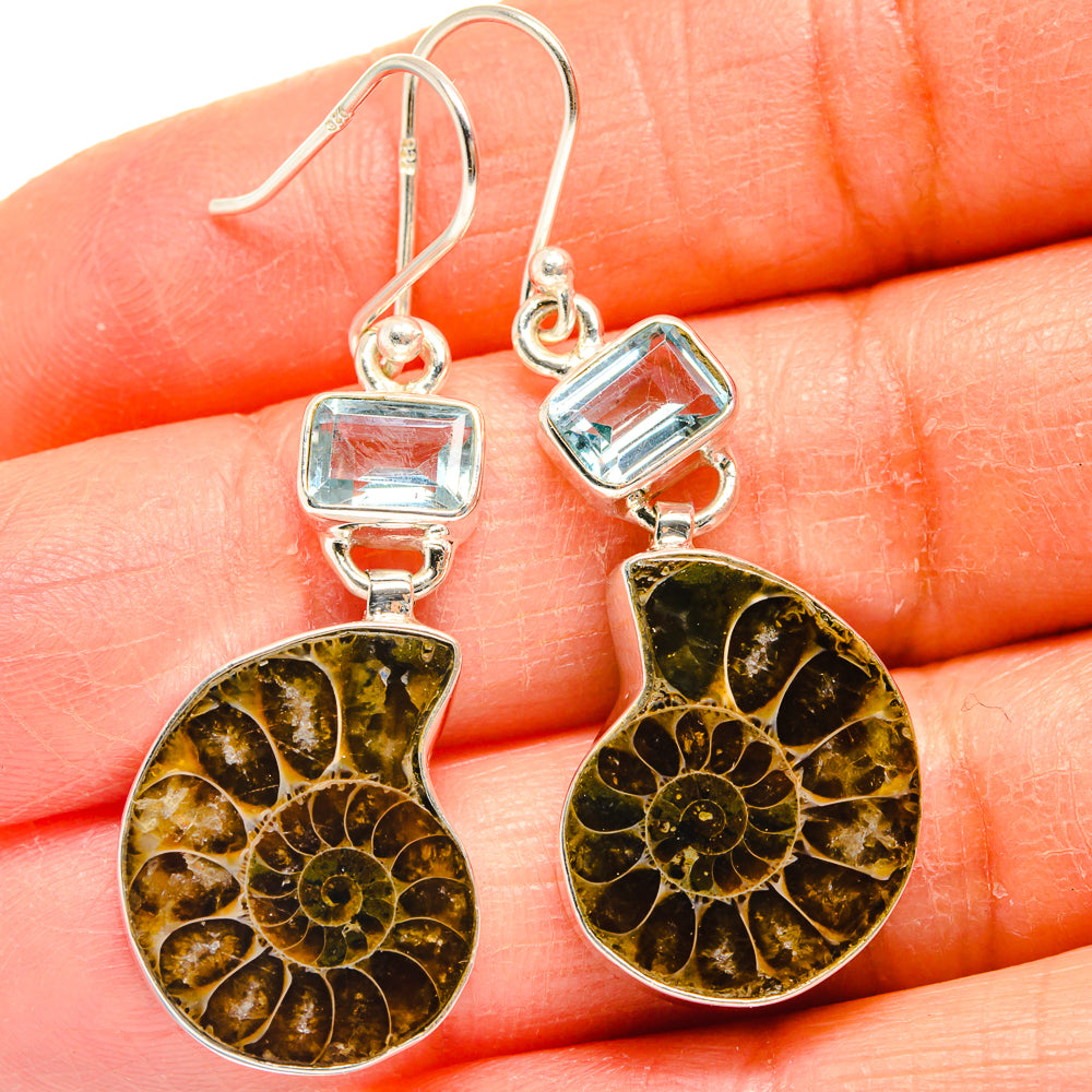 Ammonite Fossil Earrings handcrafted by Ana Silver Co - EARR424856