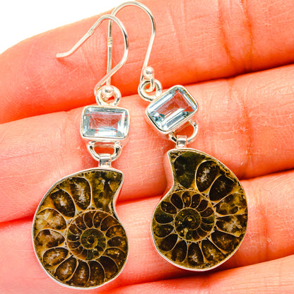 Ammonite Fossil Earrings handcrafted by Ana Silver Co - EARR424856