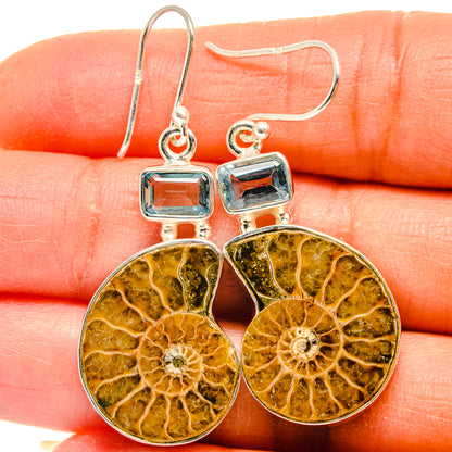 Ammonite Fossil Earrings handcrafted by Ana Silver Co - EARR424859
