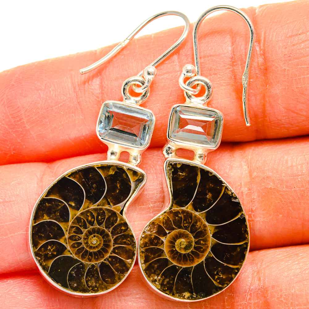 Ammonite Fossil Earrings handcrafted by Ana Silver Co - EARR424864