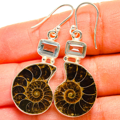 Ammonite Fossil Earrings handcrafted by Ana Silver Co - EARR424864