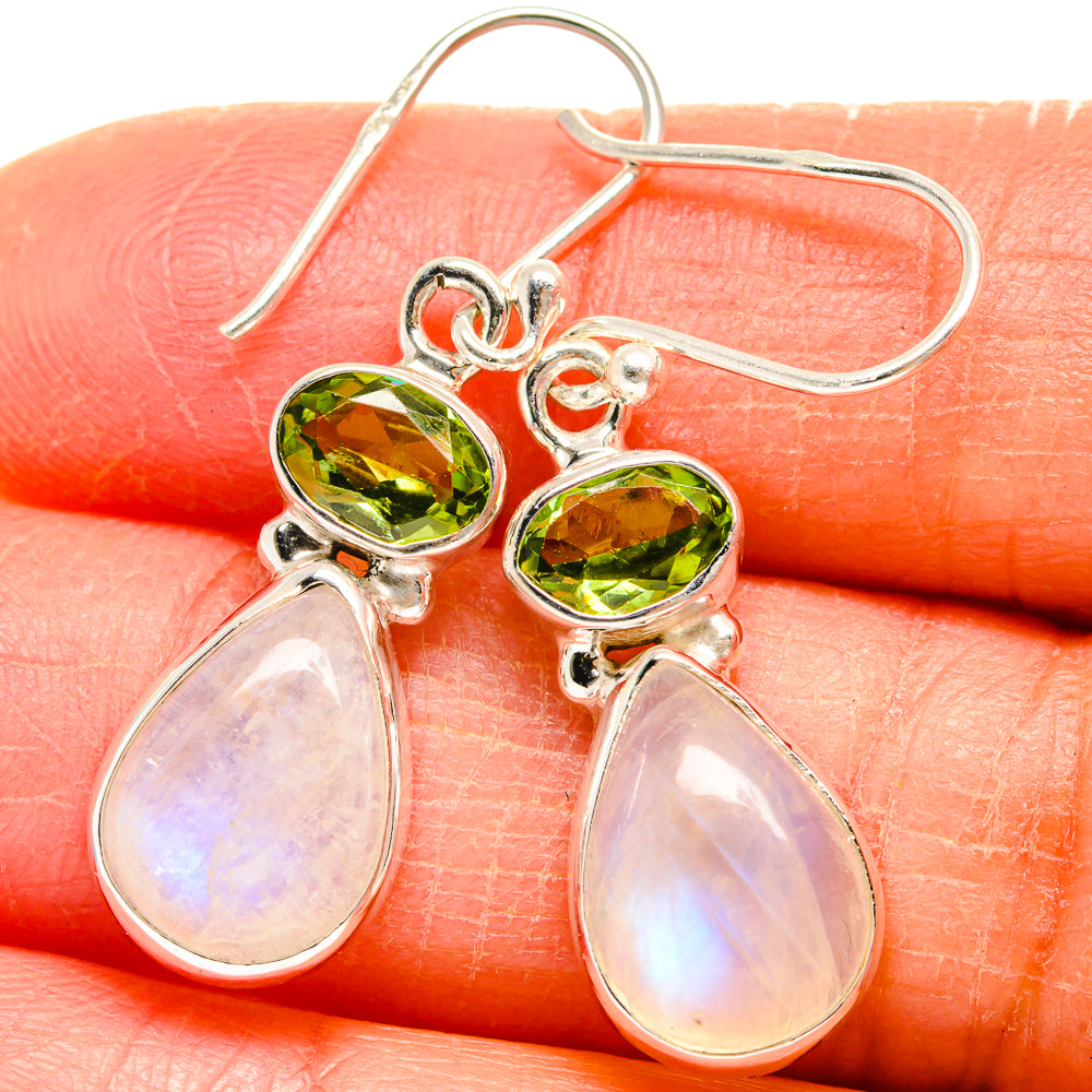 Rainbow Moonstone Earrings handcrafted by Ana Silver Co - EARR424875
