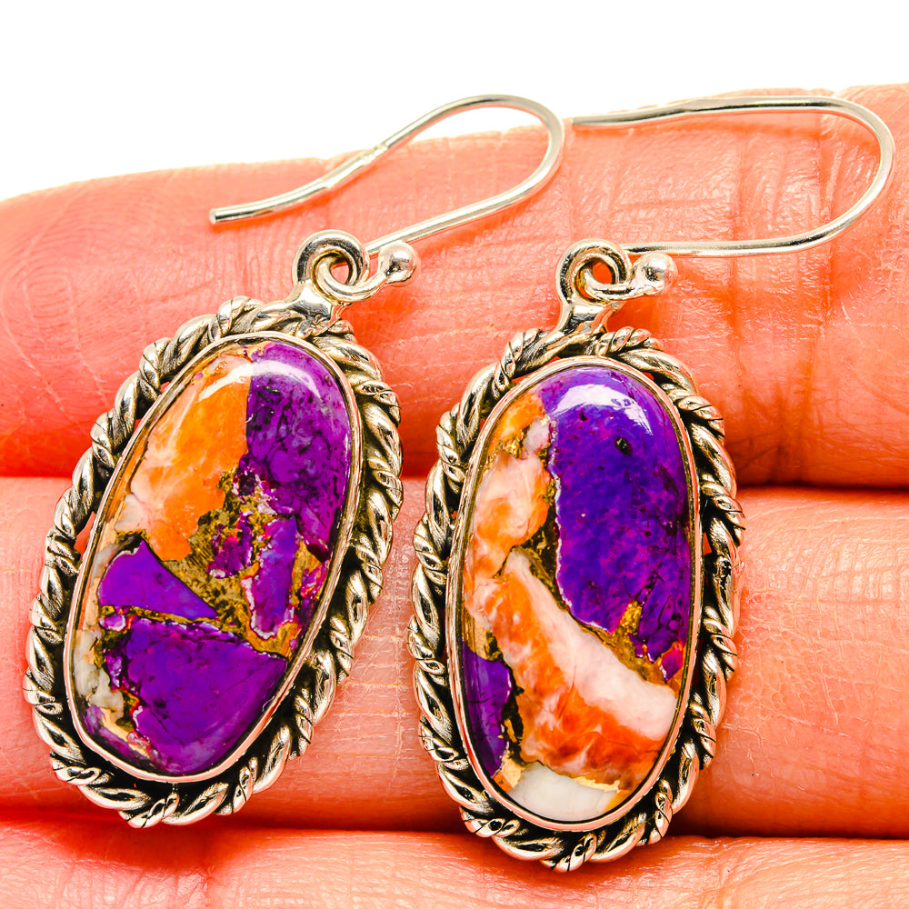 Spiny Oyster Turquoise Earrings handcrafted by Ana Silver Co - EARR424878