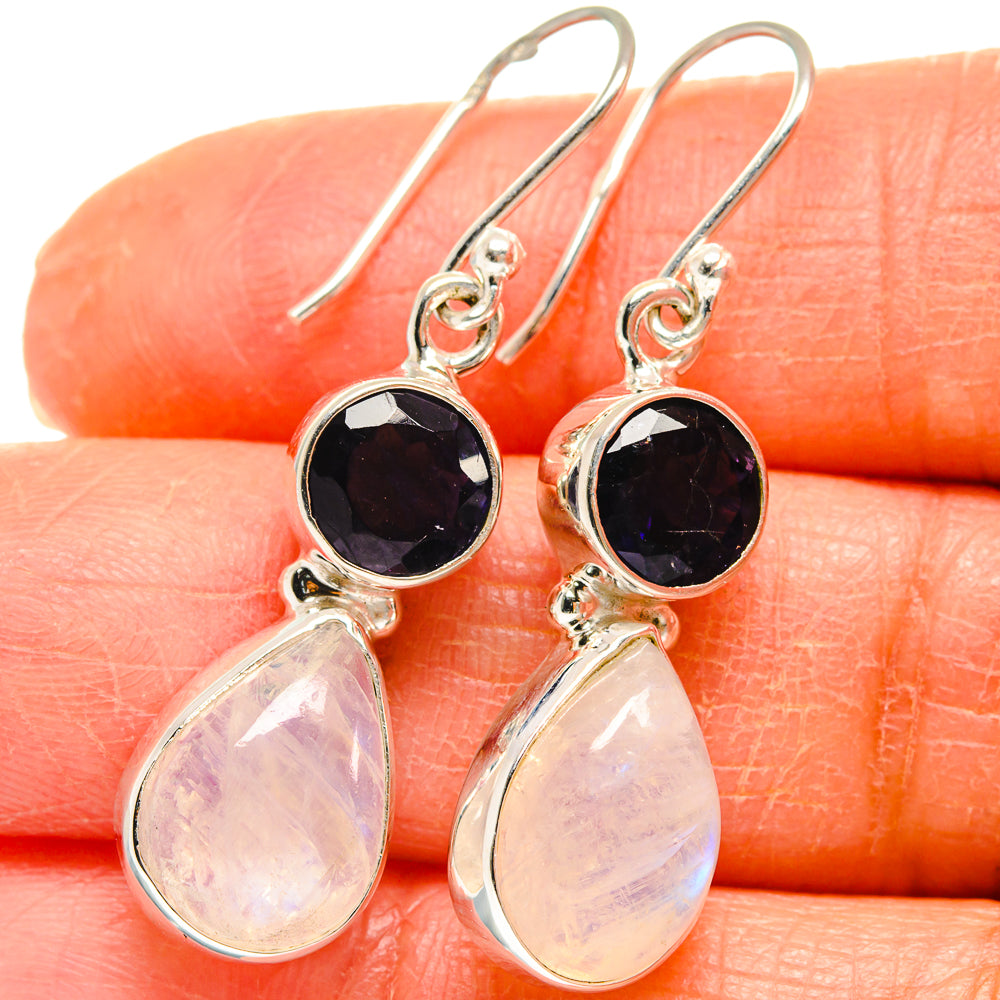 Rainbow Moonstone Earrings handcrafted by Ana Silver Co - EARR424886