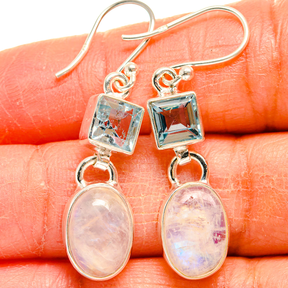 Rainbow Moonstone Earrings handcrafted by Ana Silver Co - EARR424895