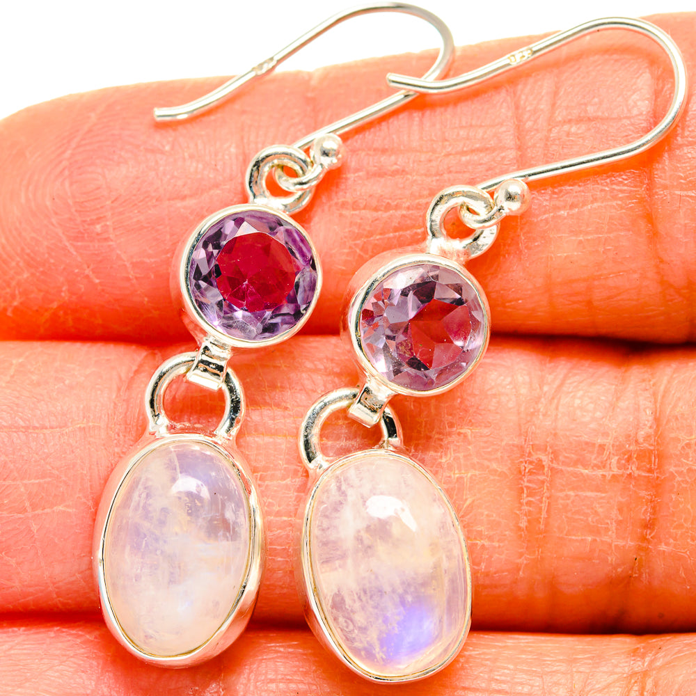 Rainbow Moonstone Earrings handcrafted by Ana Silver Co - EARR424896