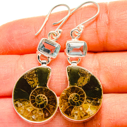 Ammonite Fossil Earrings handcrafted by Ana Silver Co - EARR424898