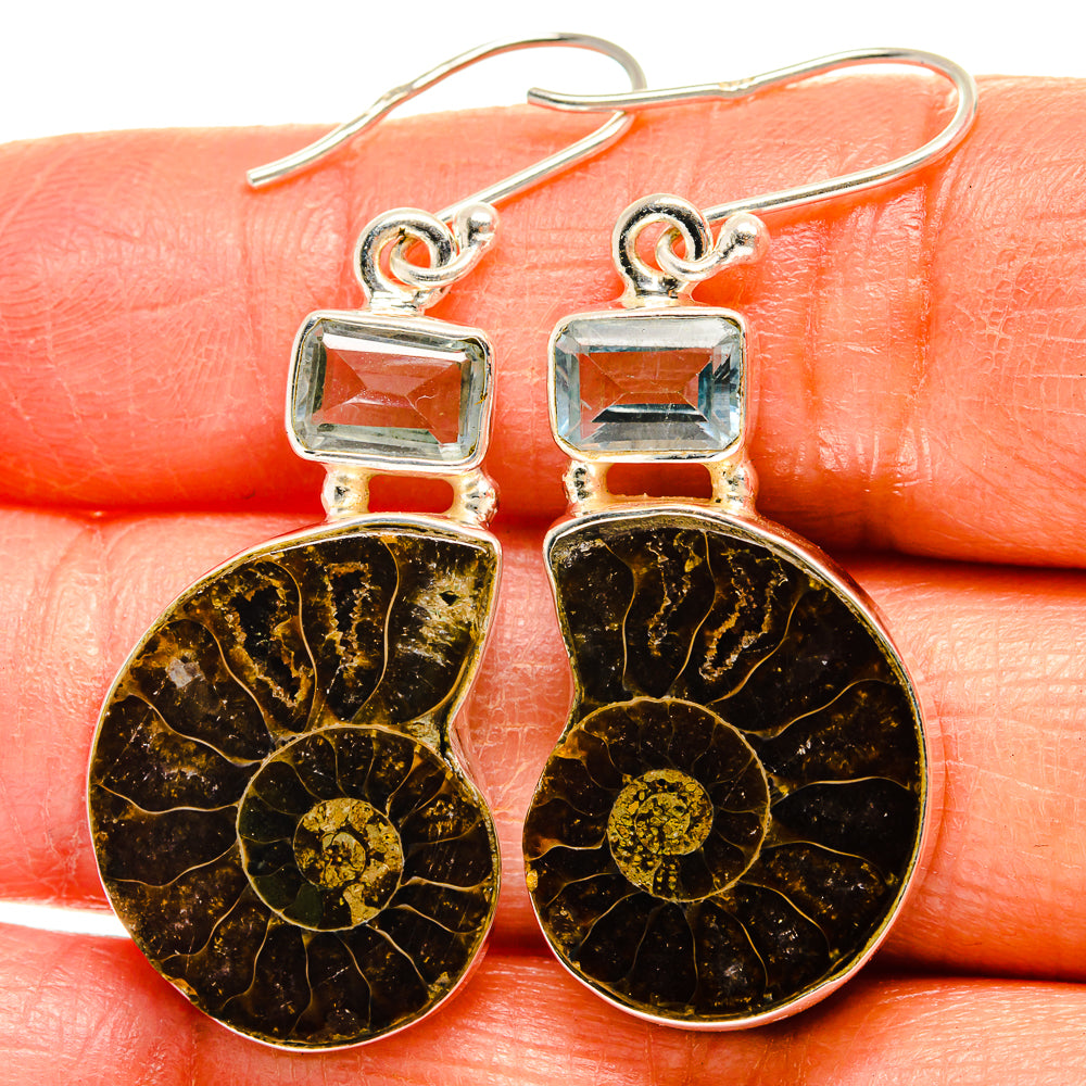 Ammonite Fossil Earrings handcrafted by Ana Silver Co - EARR424906