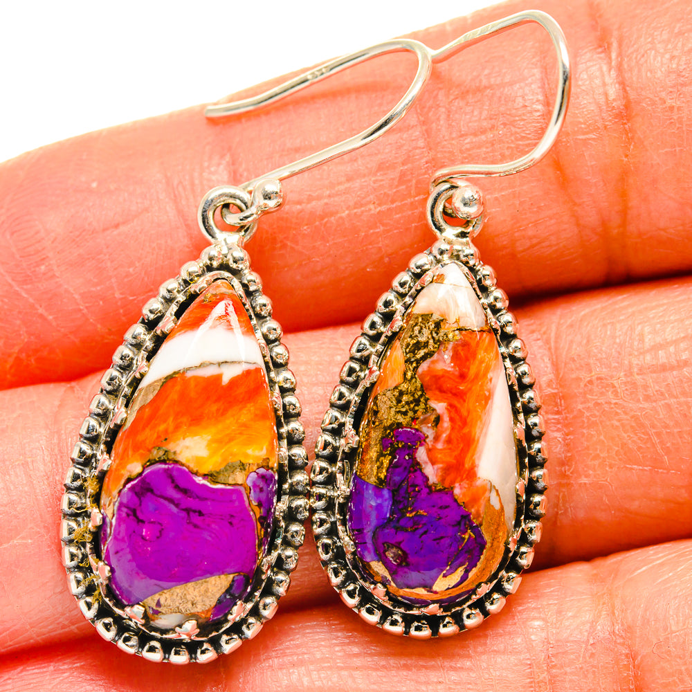 Spiny Oyster Turquoise Earrings handcrafted by Ana Silver Co - EARR424908