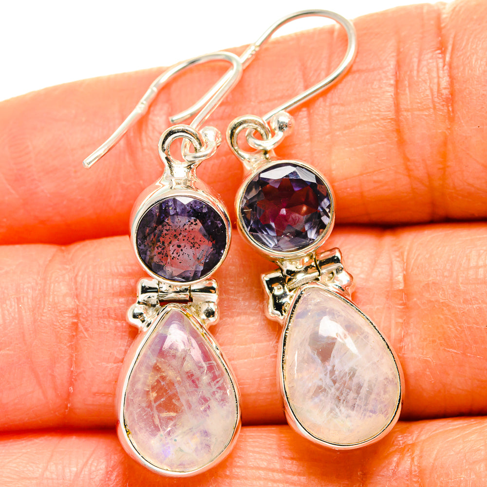 Rainbow Moonstone Earrings handcrafted by Ana Silver Co - EARR424958