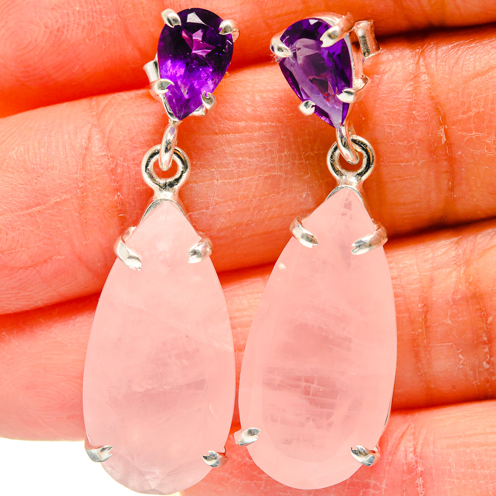Rose Quartz Earrings handcrafted by Ana Silver Co - EARR424960