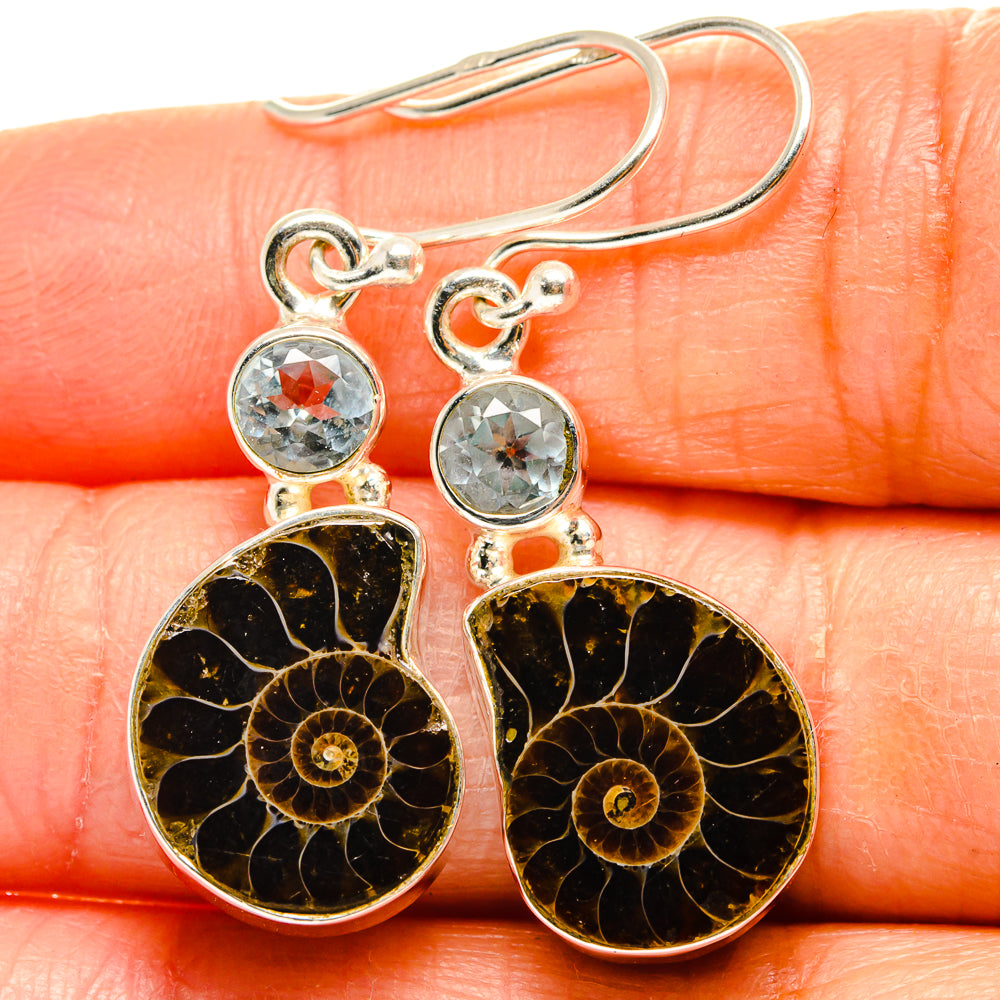 Ammonite Fossil Earrings handcrafted by Ana Silver Co - EARR424963