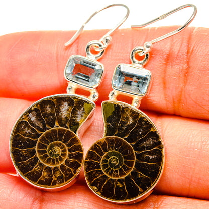 Ammonite Fossil Earrings handcrafted by Ana Silver Co - EARR424975