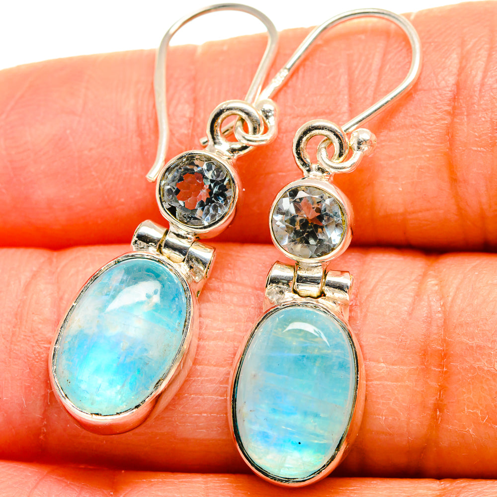 Rainbow Moonstone Earrings handcrafted by Ana Silver Co - EARR424978