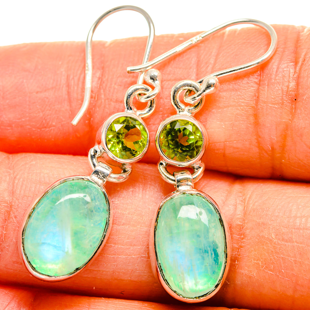 Green Moonstone Earrings handcrafted by Ana Silver Co - EARR424980
