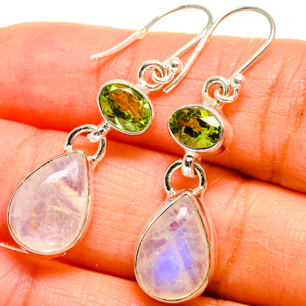 Rainbow Moonstone Earrings handcrafted by Ana Silver Co - EARR424981
