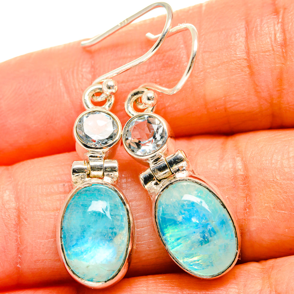Rainbow Moonstone Earrings handcrafted by Ana Silver Co - EARR424992