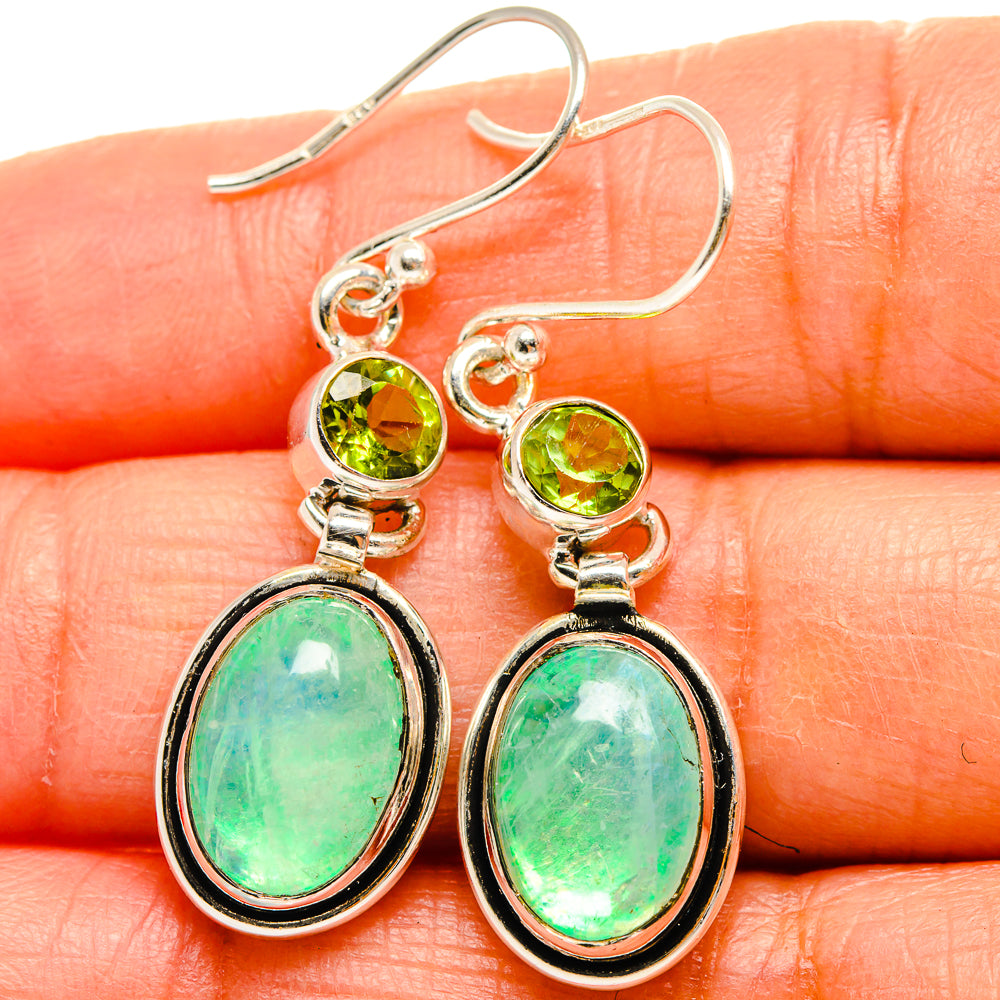 Green Moonstone Earrings handcrafted by Ana Silver Co - EARR425001