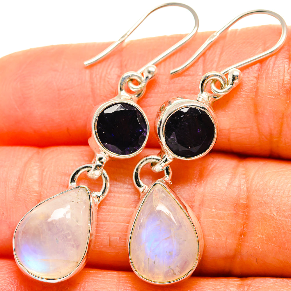 Rainbow Moonstone Earrings handcrafted by Ana Silver Co - EARR425002