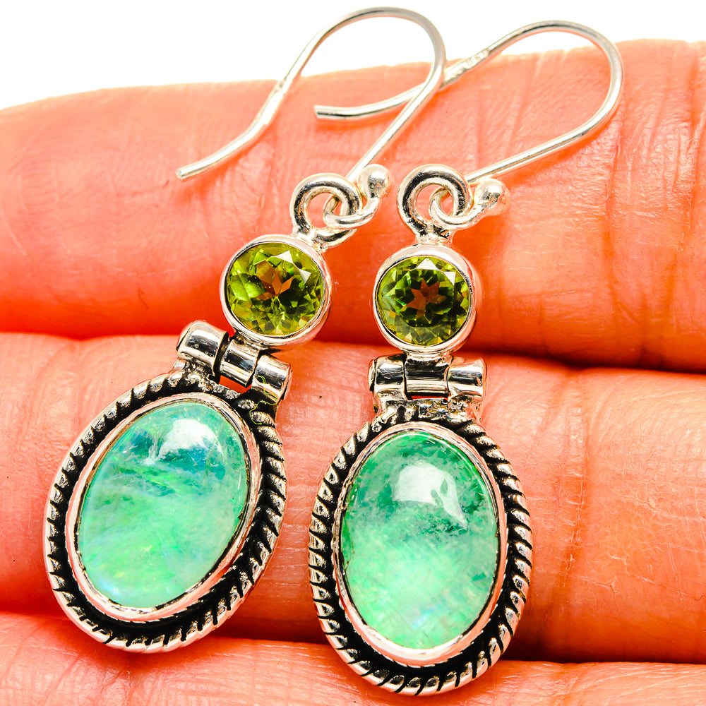 Green Moonstone Earrings handcrafted by Ana Silver Co - EARR425004