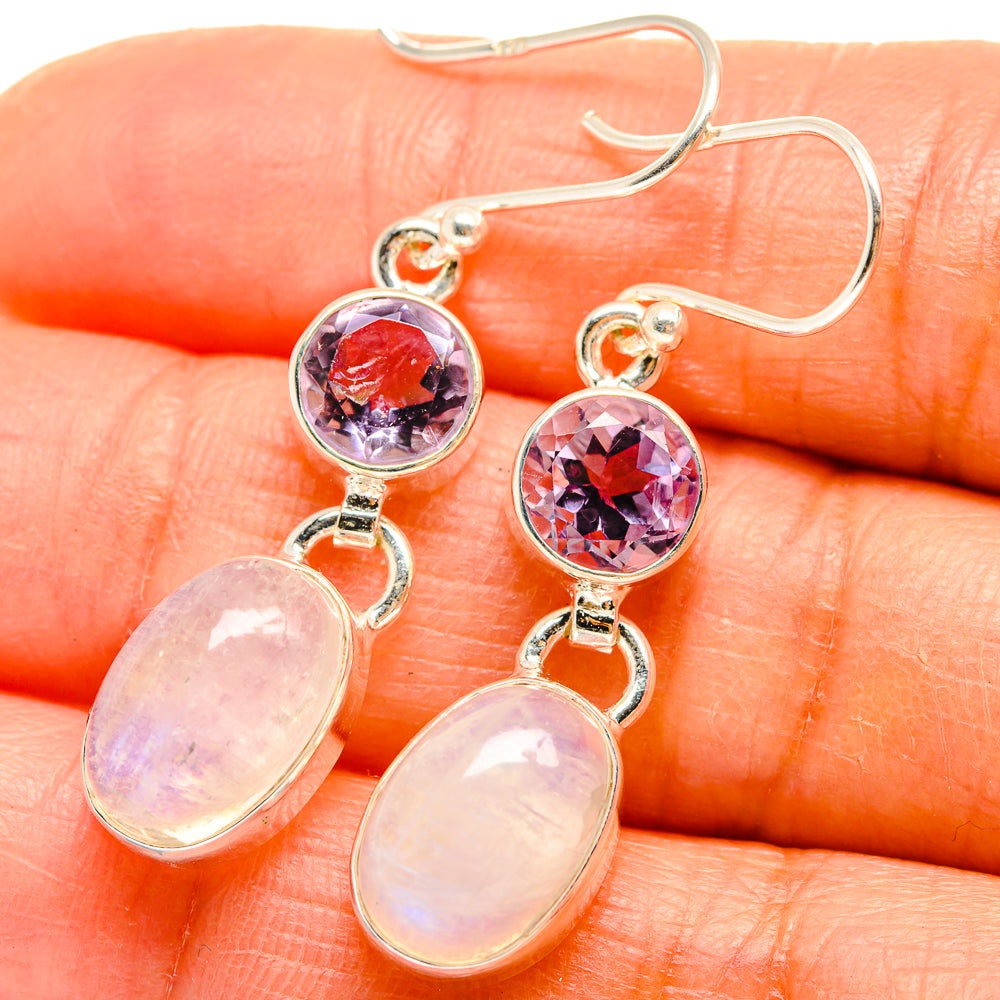 Rainbow Moonstone Earrings handcrafted by Ana Silver Co - EARR425005