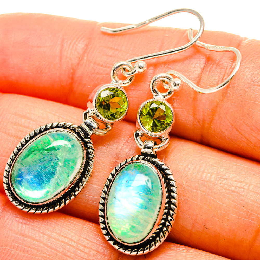 Green Moonstone Earrings handcrafted by Ana Silver Co - EARR425008