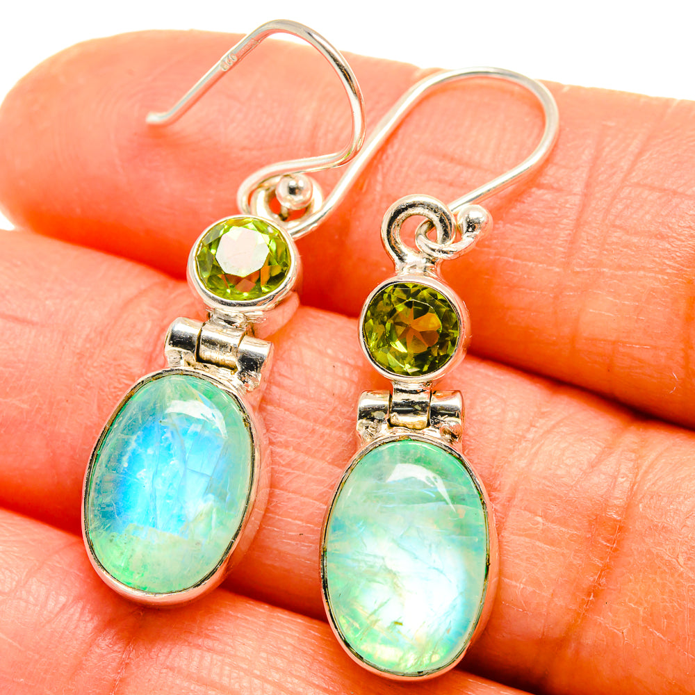 Green Moonstone Earrings handcrafted by Ana Silver Co - EARR425012