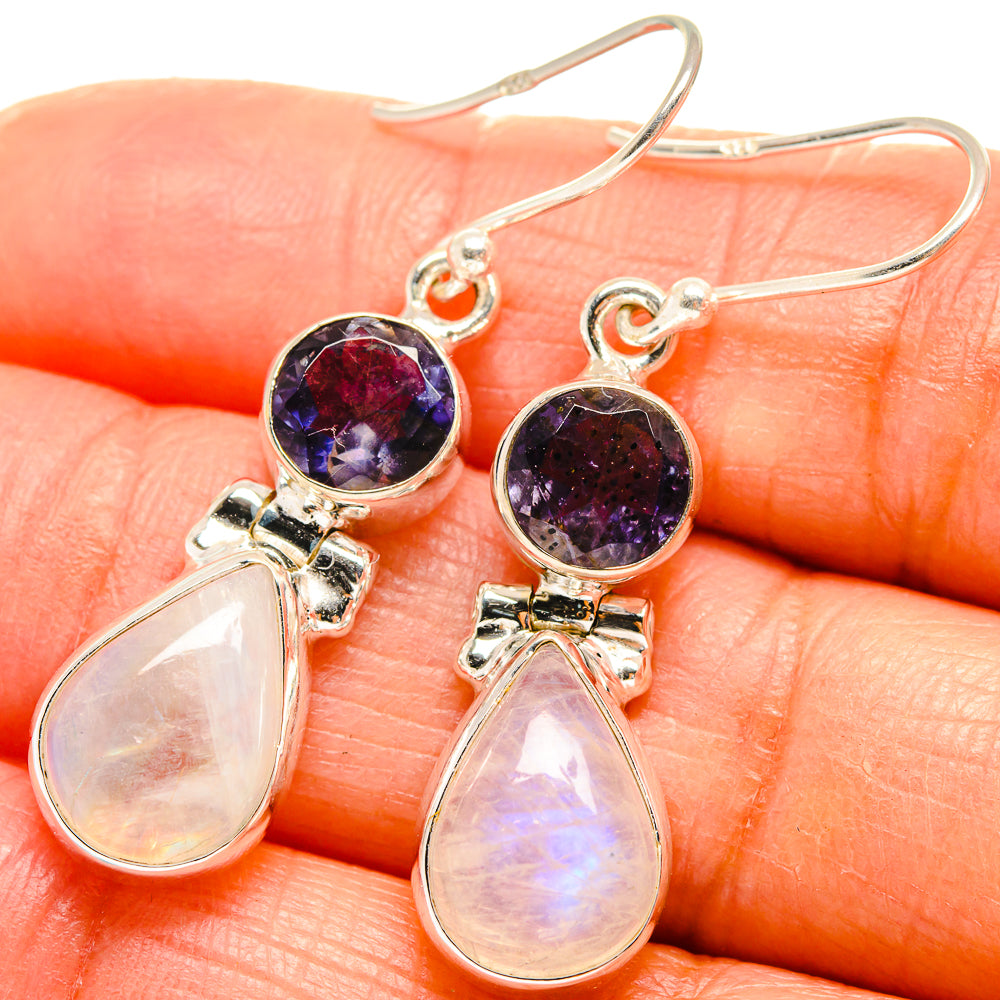 Rainbow Moonstone Earrings handcrafted by Ana Silver Co - EARR425016