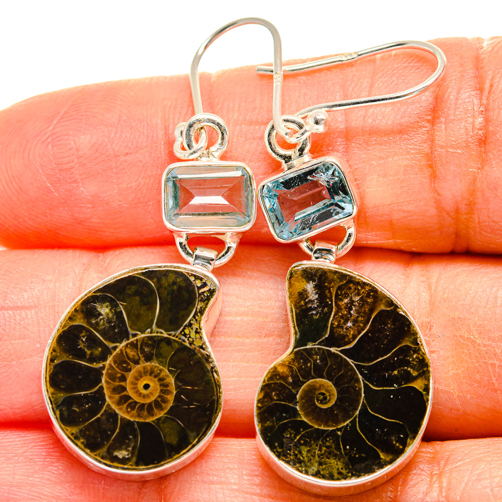 Ammonite Fossil Earrings handcrafted by Ana Silver Co - EARR425027