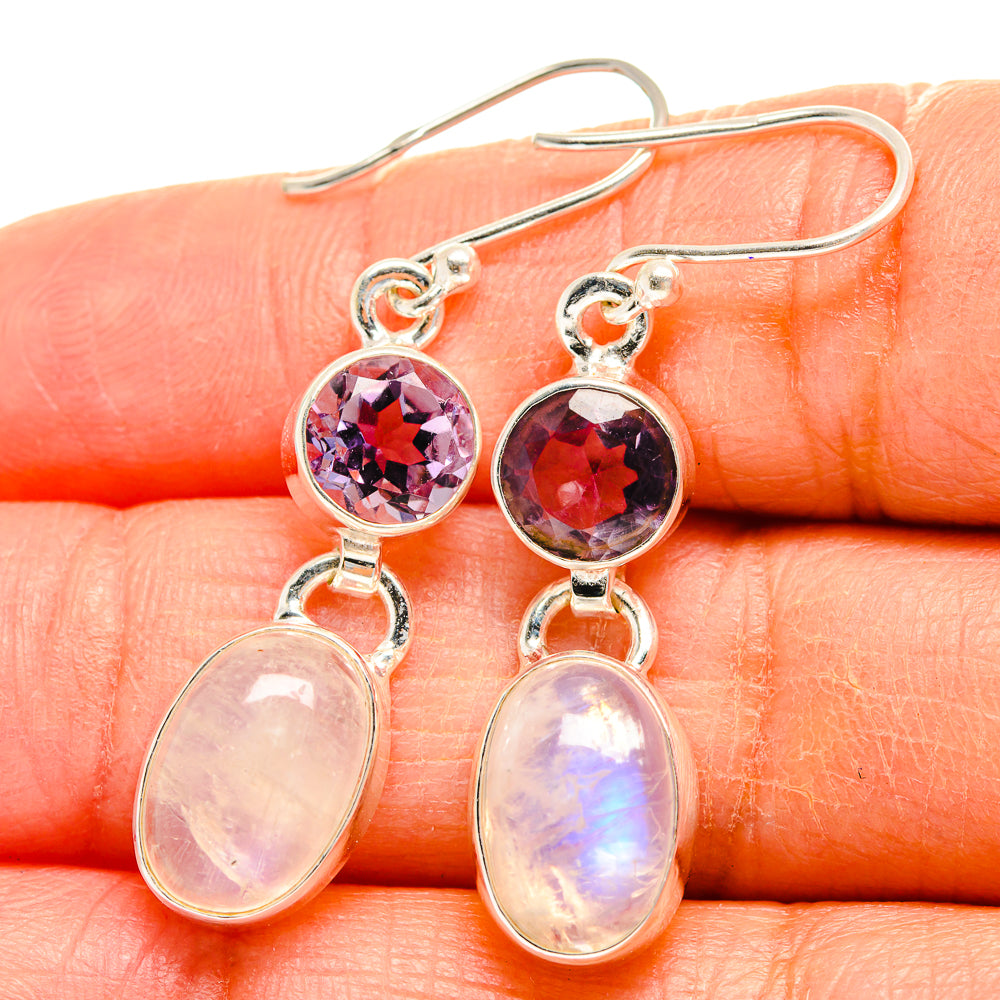 Rainbow Moonstone Earrings handcrafted by Ana Silver Co - EARR425029