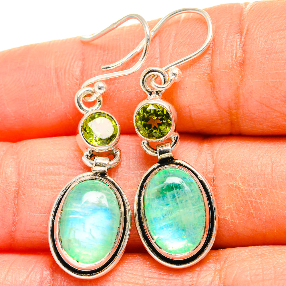Green Moonstone Earrings handcrafted by Ana Silver Co - EARR425039
