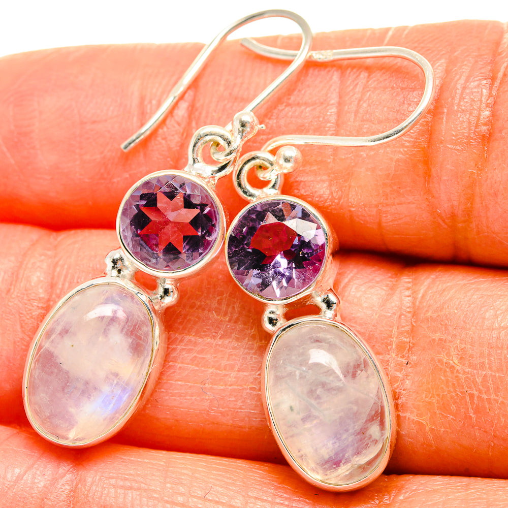Rainbow Moonstone Earrings handcrafted by Ana Silver Co - EARR425053