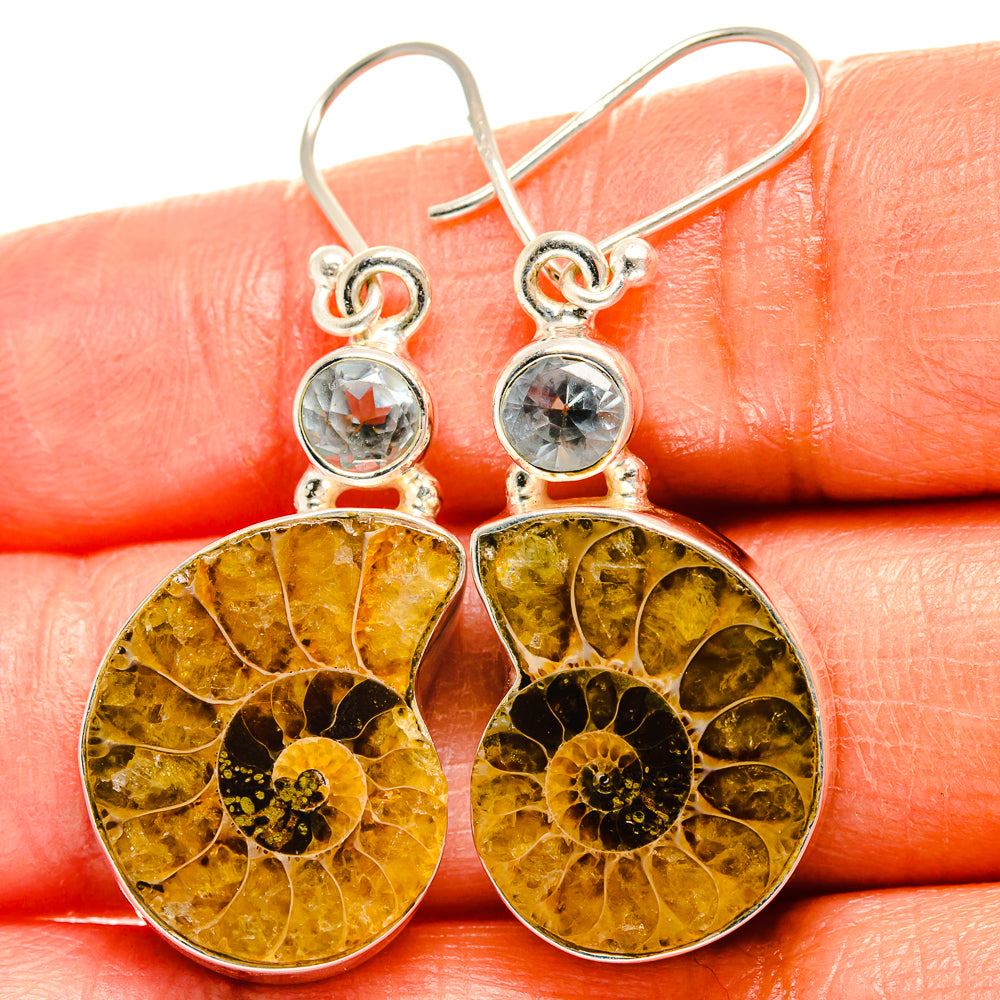 Ammonite Fossil Earrings handcrafted by Ana Silver Co - EARR425056
