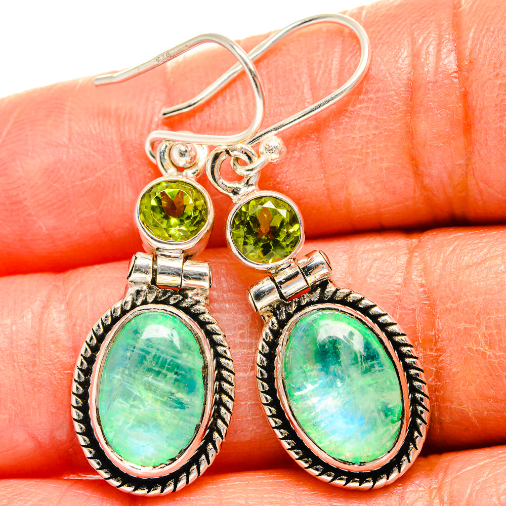 Green Moonstone Earrings handcrafted by Ana Silver Co - EARR425057