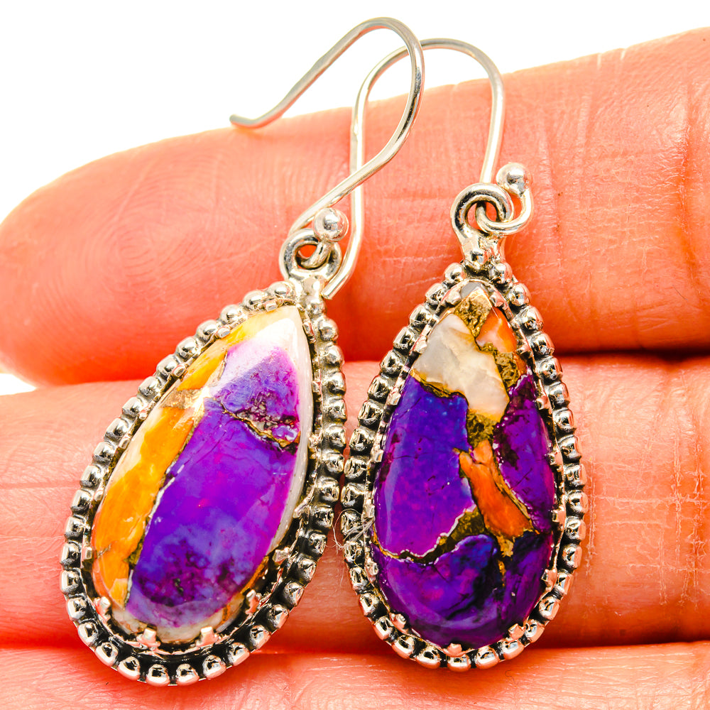 Spiny Oyster Turquoise Earrings handcrafted by Ana Silver Co - EARR425071