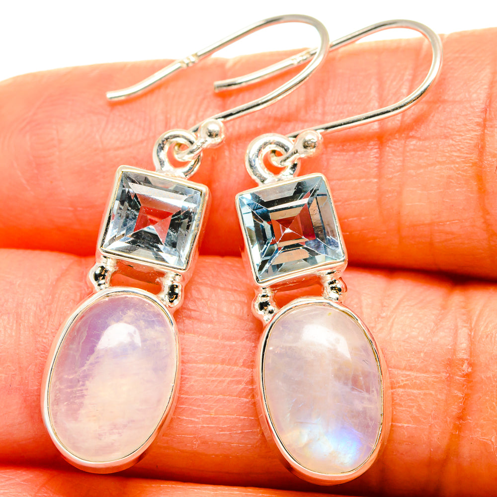 Rainbow Moonstone Earrings handcrafted by Ana Silver Co - EARR425081