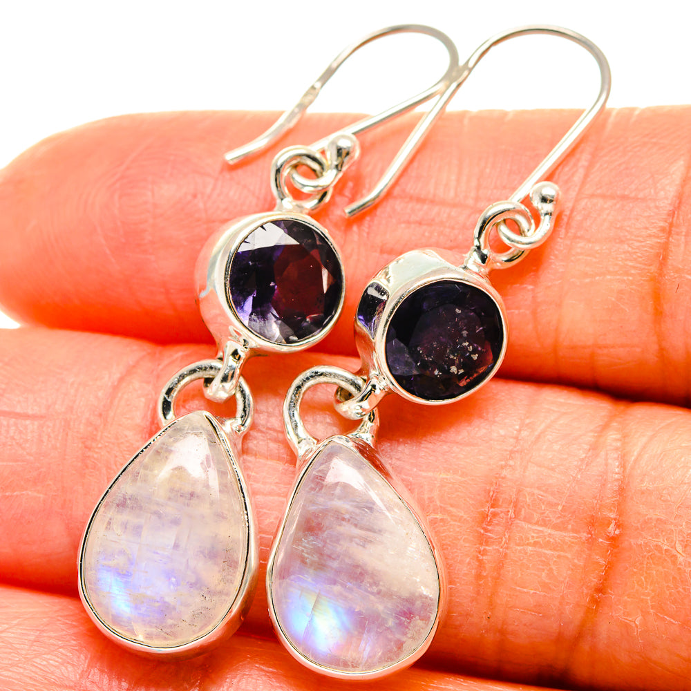 Rainbow Moonstone Earrings handcrafted by Ana Silver Co - EARR425086