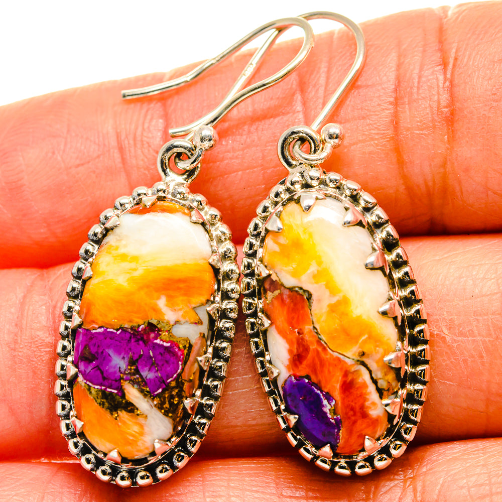 Spiny Oyster Turquoise Earrings handcrafted by Ana Silver Co - EARR425090