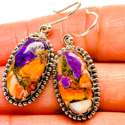 Spiny Oyster Turquoise Earrings handcrafted by Ana Silver Co - EARR425093