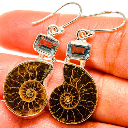 Ammonite Fossil Earrings handcrafted by Ana Silver Co - EARR425095